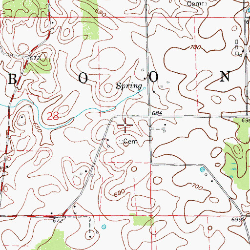 Topographic Map of Township of Boone, IN