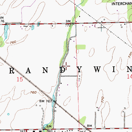 Topographic Map of Township of Brandywine, IN