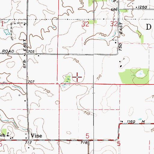 Topographic Map of Township of Davis, IN
