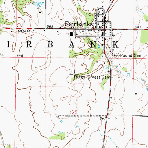 Topographic Map of Township of Fairbanks, IN