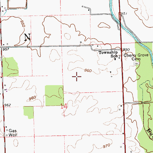 Topographic Map of Township of Green, IN