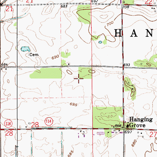 Topographic Map of Township of Hanging Grove, IN