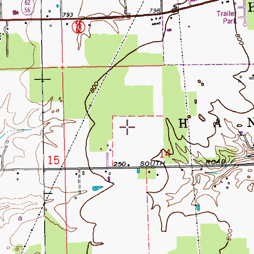 Topographic Map of Township of Hanover, IN