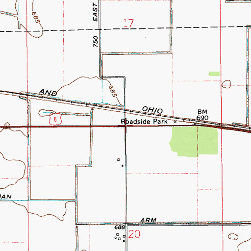Topographic Map of Township of Johnson, IN