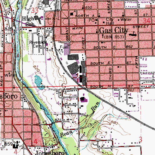 Topographic Map of Township of Mill, IN