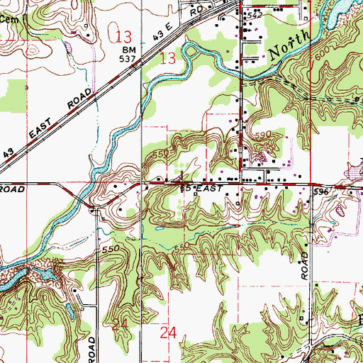 Topographic Map of Township of Nevins, IN