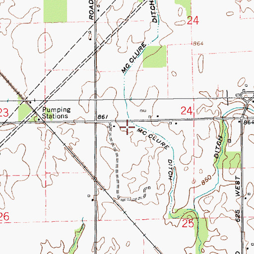 Topographic Map of Township of Pipe Creek, IN
