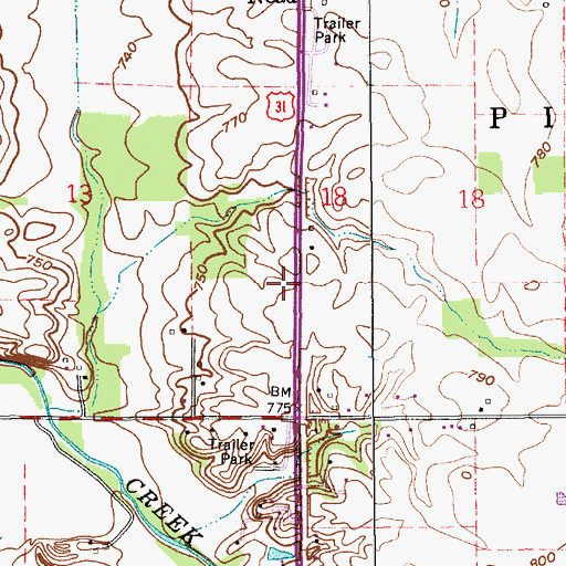 Topographic Map of Township of Pipe Creek, IN