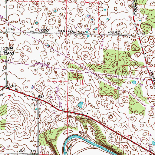 Topographic Map of Township of Posey, IN