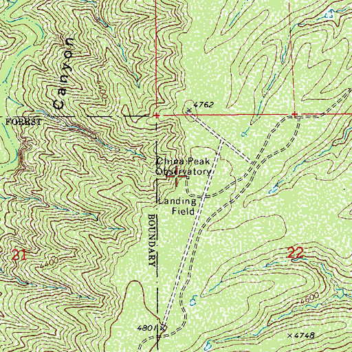 Topographic Map of China Peak Observatory Airport, AZ
