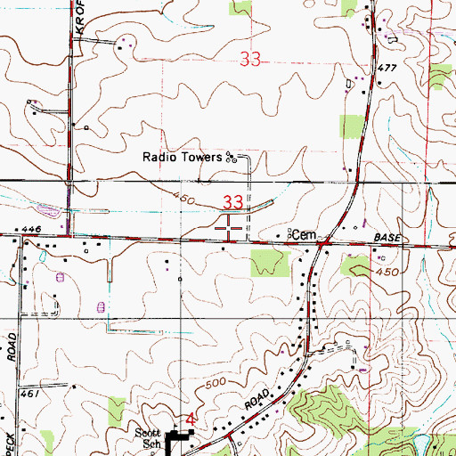 Topographic Map of Township of Scott, IN
