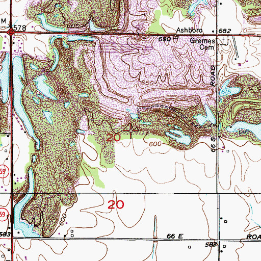 Topographic Map of Township of Sugar Ridge, IN