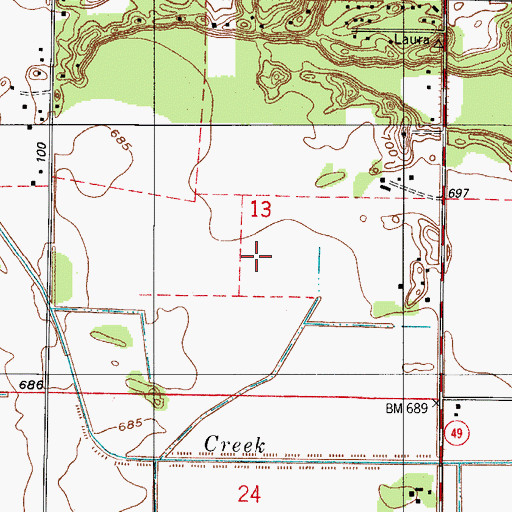 Topographic Map of Township of Walker, IN