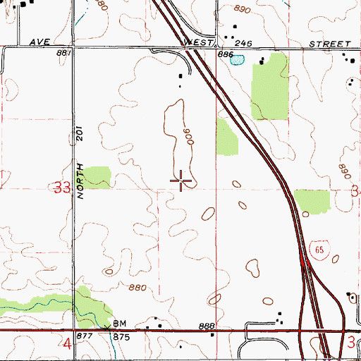 Topographic Map of Township of Washington, IN