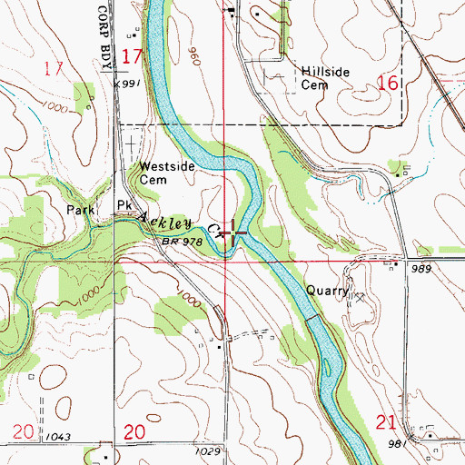 Topographic Map of Ackley Creek, IA