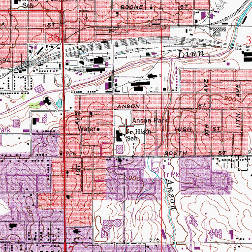 Topographic Map of Anson Park Junior High School, IA