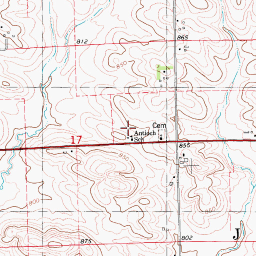 Topographic Map of Antioch School, IA