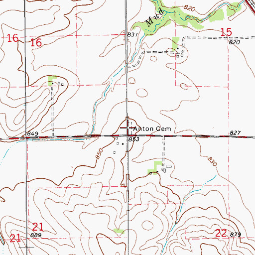 Topographic Map of Anton Cemetery, IA