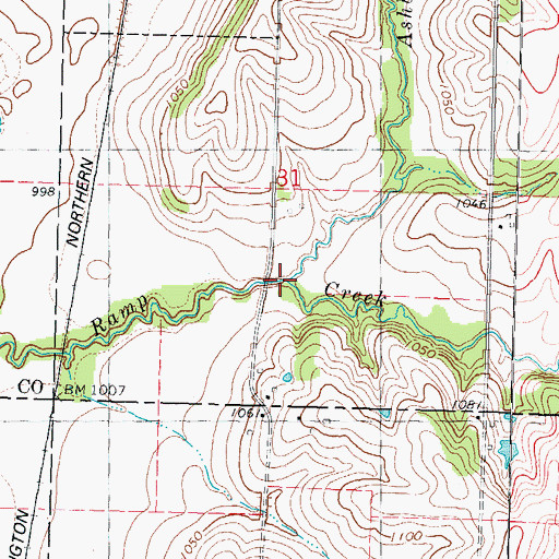 Topographic Map of Ashby Creek, IA