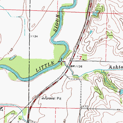 Topographic Map of Ashton Creek, IA
