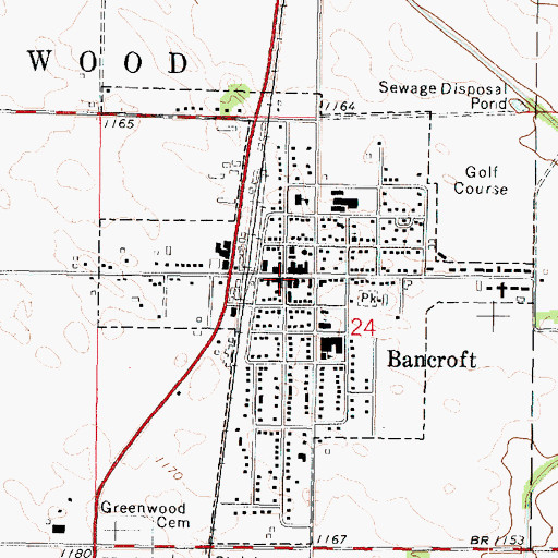Topographic Map of Bancroft, IA