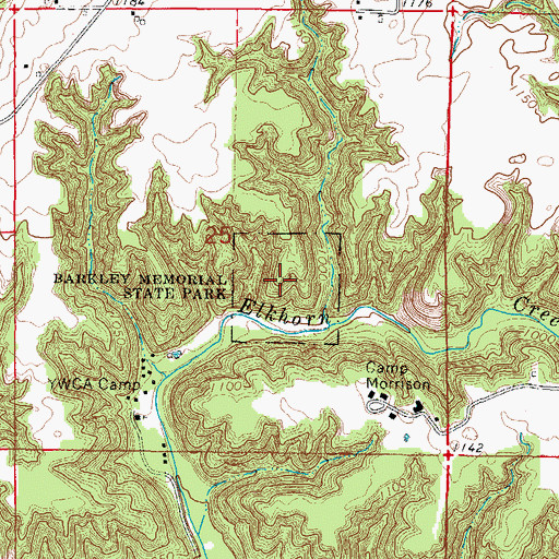 Topographic Map of Barkley Memorial State Park, IA