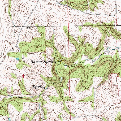 Topographic Map of Baron Spring, IA