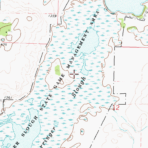 Topographic Map of Barringer Slough State Game Mgt Area, IA