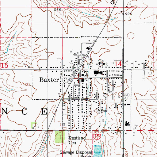 Topographic Map of Baxter, IA