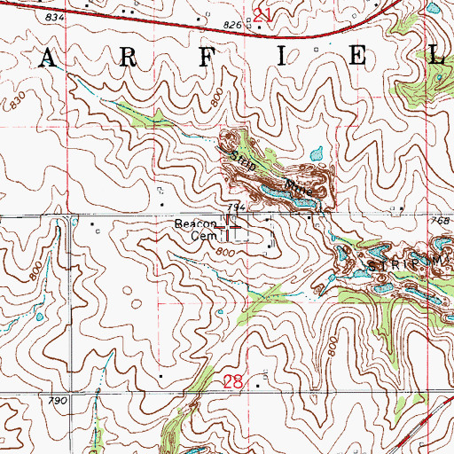 Topographic Map of Beacon Cemetery, IA