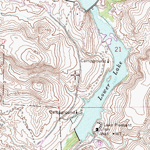 Topographic Map of New Waddell Dam Heliport, AZ