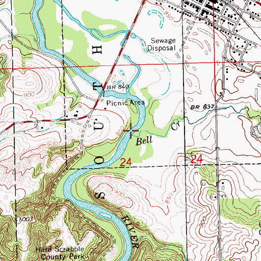Topographic Map of Bell Creek, IA
