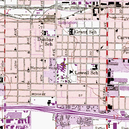 Topographic Map of Phoenix Memorial Hospital Heliport, AZ