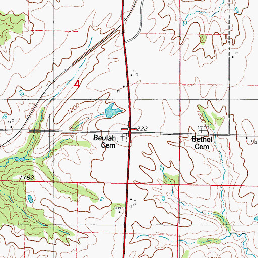 Topographic Map of Beulah Church, IA