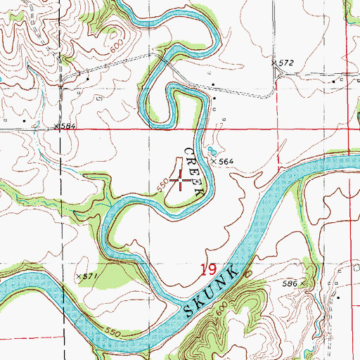 Topographic Map of Big Creek, IA