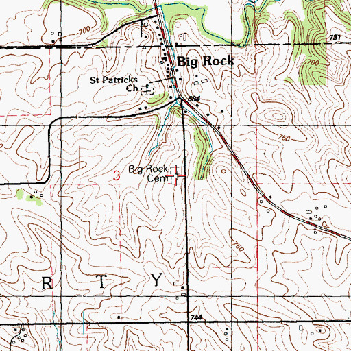 Topographic Map of Big Rock Cemetery, IA