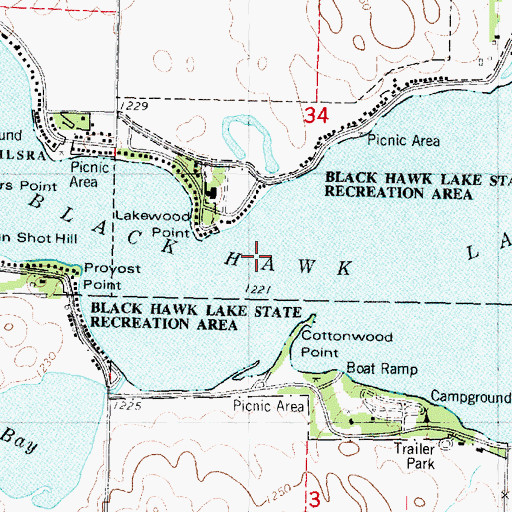 Topographic Map of Black Hawk Lake, IA