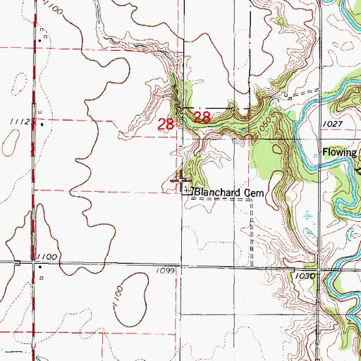 Topographic Map of Blanchard Cemetery, IA