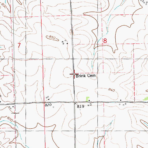 Topographic Map of Brink Cemetery, IA
