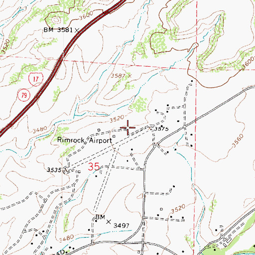 Topographic Map of Rimrock Airport, AZ