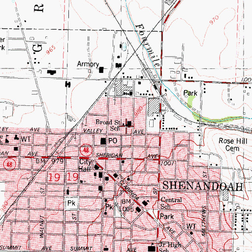 Topographic Map of Broad Street School, IA