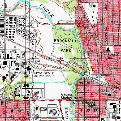 Topographic Map of Brookside Park, IA