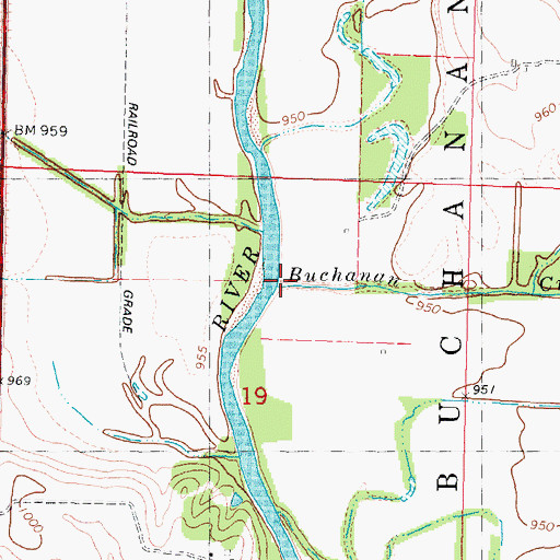Topographic Map of Buchanan Creek, IA