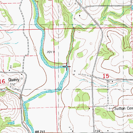 Topographic Map of Buck Creek, IA