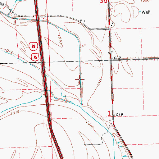 Topographic Map of Burcham Ditch, IA