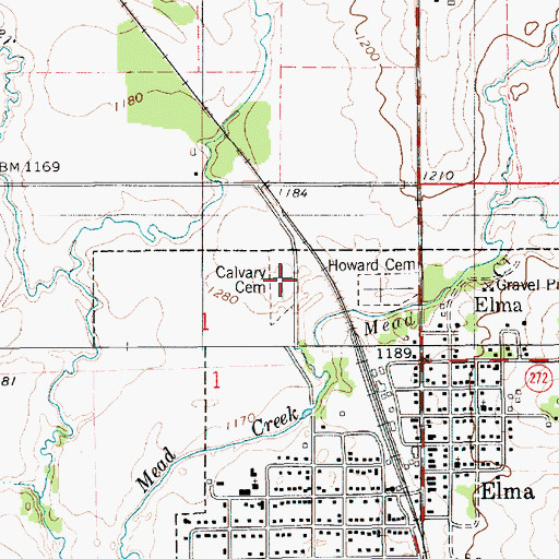 Topographic Map of Calvary Cemetery, IA