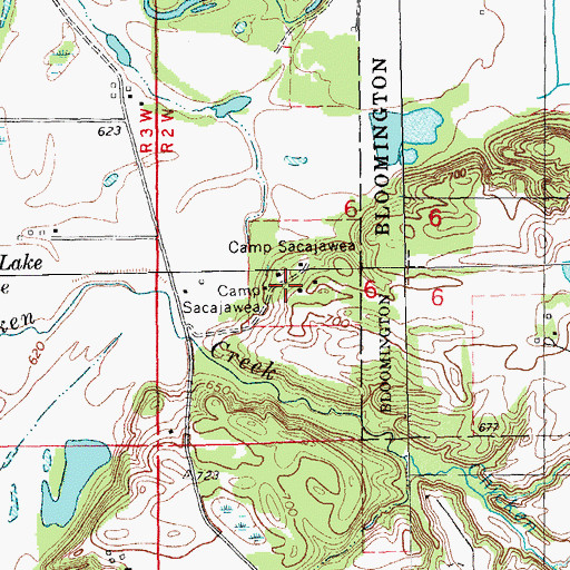 Topographic Map of Camp Sacalawea, IA