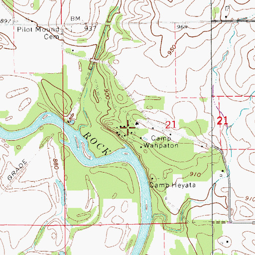 Topographic Map of Camp Wahpaton, IA