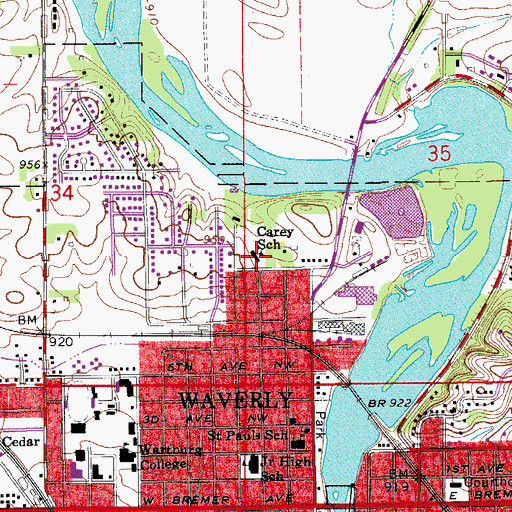 Topographic Map of Margaretta Carey Elementary School, IA