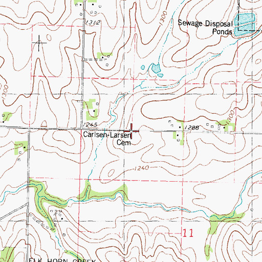 Topographic Map of Carlsen - Larsen Cemetery, IA
